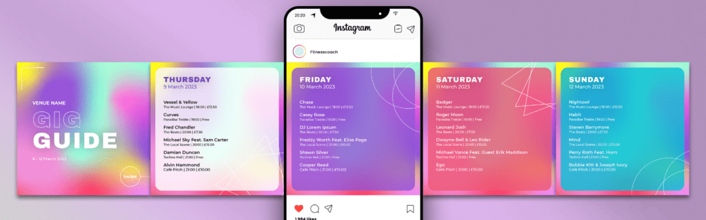 Image showing holographic social posts designed for canva
